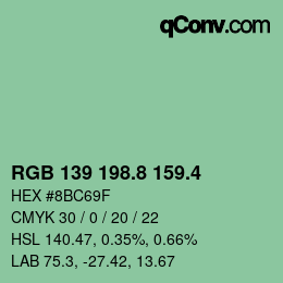 カラーコード: RGB 139 198.8 159.4 | qconv.com