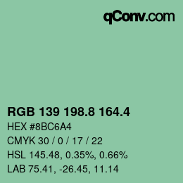 カラーコード: RGB 139 198.8 164.4 | qconv.com