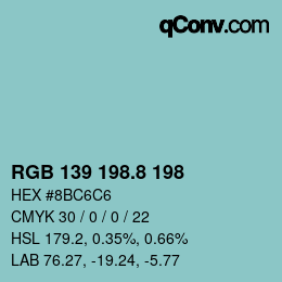 Color code: RGB 139 198.8 198 | qconv.com