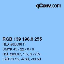 Color code: RGB 139 198.8 255 | qconv.com