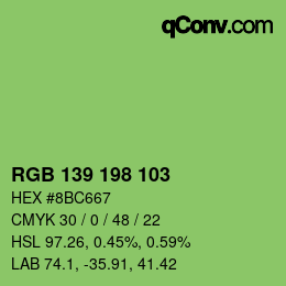 Color code: RGB 139 198 103 | qconv.com
