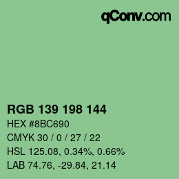 Color code: RGB 139 198 144 | qconv.com