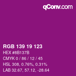 颜色代码: RGB 139 19 123 | qconv.com