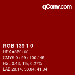 Color code: RGB 139 1 0 | qconv.com