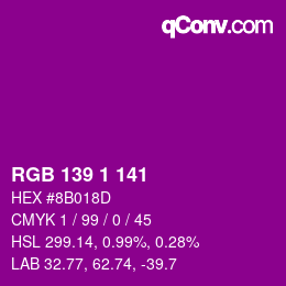 Color code: RGB 139 1 141 | qconv.com