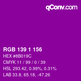 Color code: RGB 139 1 156 | qconv.com