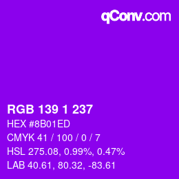 Color code: RGB 139 1 237 | qconv.com