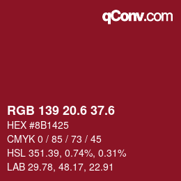 カラーコード: RGB 139 20.6 37.6 | qconv.com