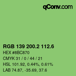 カラーコード: RGB 139 200.2 112.6 | qconv.com