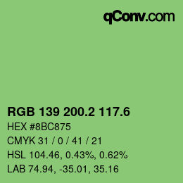 カラーコード: RGB 139 200.2 117.6 | qconv.com