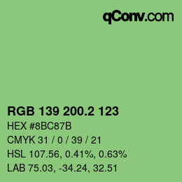カラーコード: RGB 139 200.2 123 | qconv.com