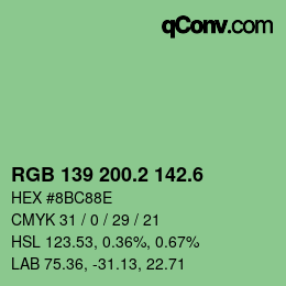 カラーコード: RGB 139 200.2 142.6 | qconv.com