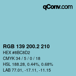 カラーコード: RGB 139 200.2 210 | qconv.com