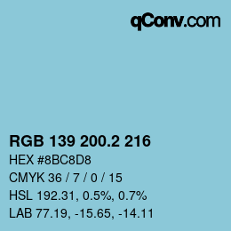 カラーコード: RGB 139 200.2 216 | qconv.com