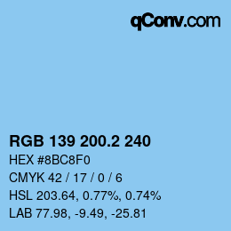 カラーコード: RGB 139 200.2 240 | qconv.com