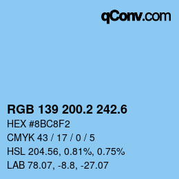 カラーコード: RGB 139 200.2 242.6 | qconv.com