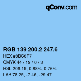 カラーコード: RGB 139 200.2 247.6 | qconv.com