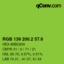 カラーコード: RGB 139 200.2 57.6 | qconv.com