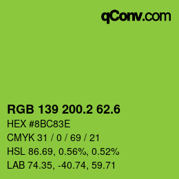 カラーコード: RGB 139 200.2 62.6 | qconv.com