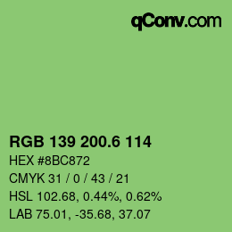 カラーコード: RGB 139 200.6 114 | qconv.com