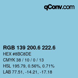 カラーコード: RGB 139 200.6 222.6 | qconv.com