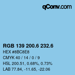 カラーコード: RGB 139 200.6 232.6 | qconv.com