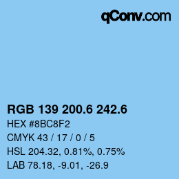 カラーコード: RGB 139 200.6 242.6 | qconv.com