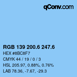 カラーコード: RGB 139 200.6 247.6 | qconv.com