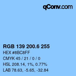 カラーコード: RGB 139 200.6 255 | qconv.com