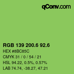カラーコード: RGB 139 200.6 92.6 | qconv.com