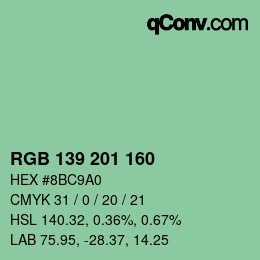 Color code: RGB 139 201 160 | qconv.com