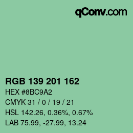 Color code: RGB 139 201 162 | qconv.com