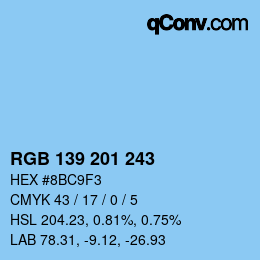 Color code: RGB 139 201 243 | qconv.com