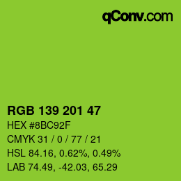 Color code: RGB 139 201 47 | qconv.com