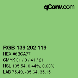 颜色代码: RGB 139 202 119 | qconv.com