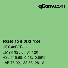 Color code: RGB 139 203 134 | qconv.com