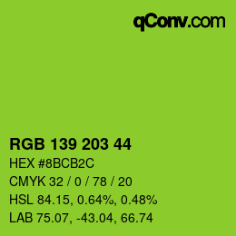 颜色代码: RGB 139 203 44 | qconv.com