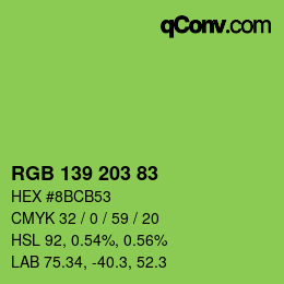 Farbcode: RGB 139 203 83 | qconv.com