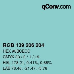 Code couleur: RGB 139 206 204 | qconv.com