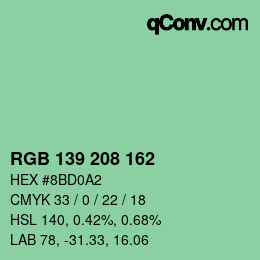 Color code: RGB 139 208 162 | qconv.com