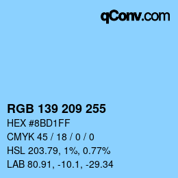 Color code: RGB 139 209 255 | qconv.com
