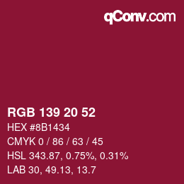 カラーコード: RGB 139 20 52 | qconv.com