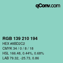 Color code: RGB 139 210 194 | qconv.com