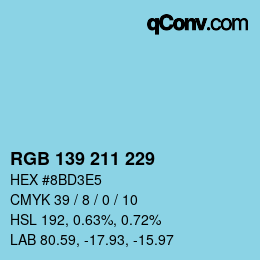 Color code: RGB 139 211 229 | qconv.com