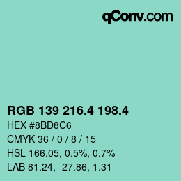 カラーコード: RGB 139 216.4 198.4 | qconv.com