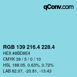 カラーコード: RGB 139 216.4 228.4 | qconv.com