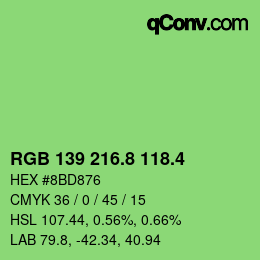 カラーコード: RGB 139 216.8 118.4 | qconv.com
