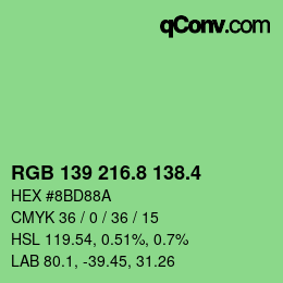 カラーコード: RGB 139 216.8 138.4 | qconv.com