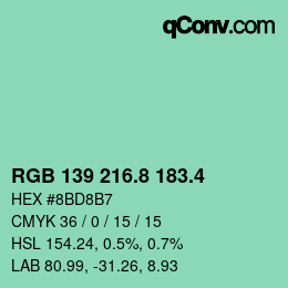 カラーコード: RGB 139 216.8 183.4 | qconv.com