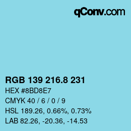 Color code: RGB 139 216.8 231 | qconv.com